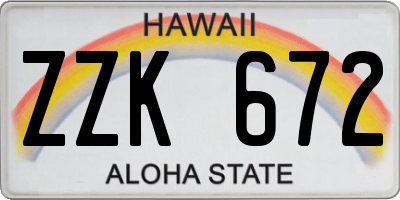 HI license plate ZZK672
