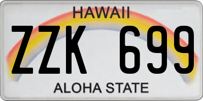 HI license plate ZZK699