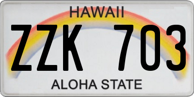 HI license plate ZZK703