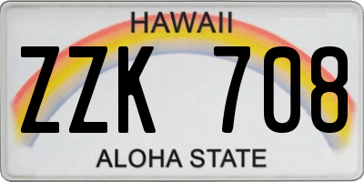 HI license plate ZZK708