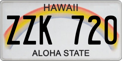 HI license plate ZZK720