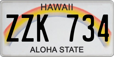 HI license plate ZZK734