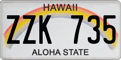 HI license plate ZZK735