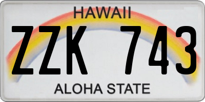 HI license plate ZZK743