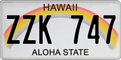 HI license plate ZZK747