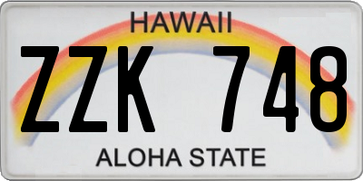 HI license plate ZZK748