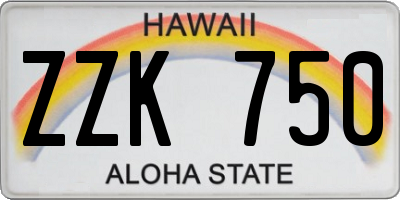 HI license plate ZZK750