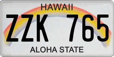 HI license plate ZZK765