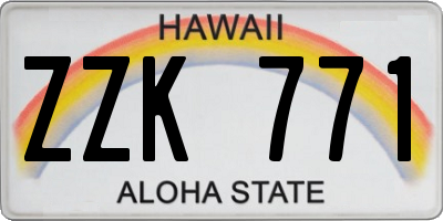 HI license plate ZZK771