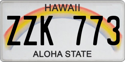 HI license plate ZZK773