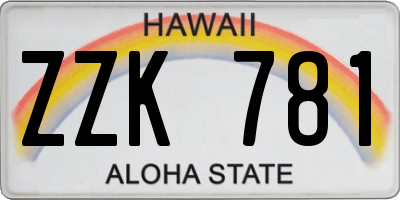 HI license plate ZZK781