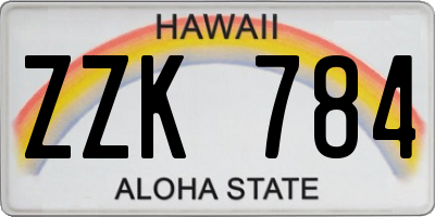 HI license plate ZZK784