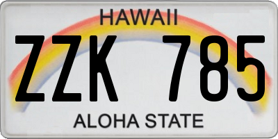 HI license plate ZZK785