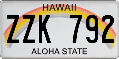 HI license plate ZZK792