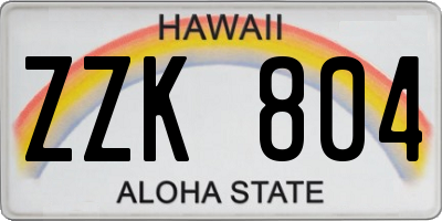 HI license plate ZZK804