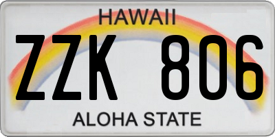 HI license plate ZZK806