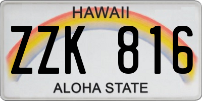 HI license plate ZZK816