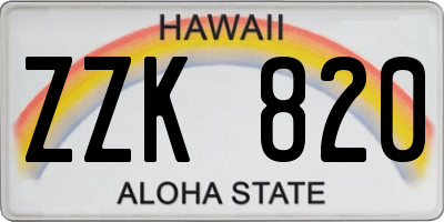 HI license plate ZZK820