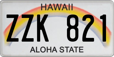 HI license plate ZZK821