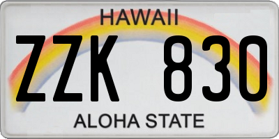 HI license plate ZZK830