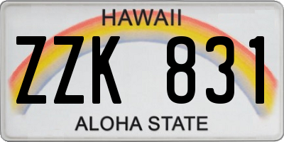 HI license plate ZZK831