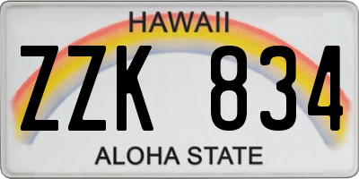 HI license plate ZZK834