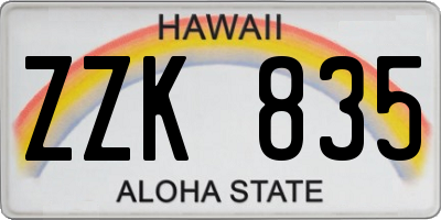HI license plate ZZK835