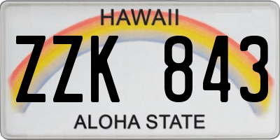 HI license plate ZZK843