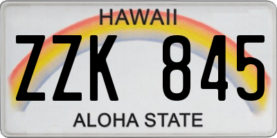 HI license plate ZZK845