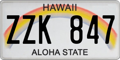 HI license plate ZZK847
