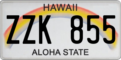 HI license plate ZZK855