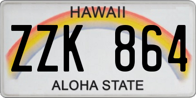 HI license plate ZZK864