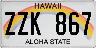 HI license plate ZZK867