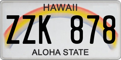 HI license plate ZZK878