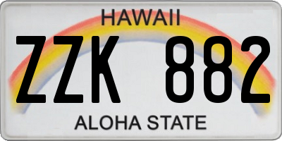 HI license plate ZZK882