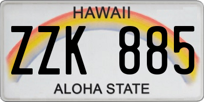 HI license plate ZZK885