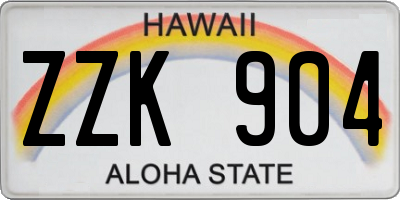 HI license plate ZZK904