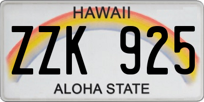 HI license plate ZZK925