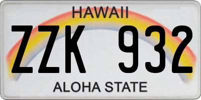 HI license plate ZZK932