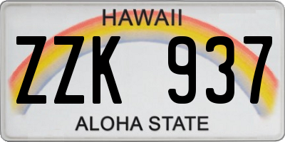 HI license plate ZZK937