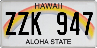 HI license plate ZZK947