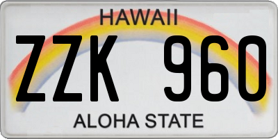 HI license plate ZZK960