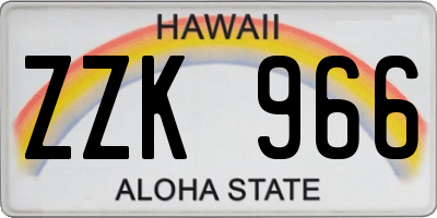 HI license plate ZZK966