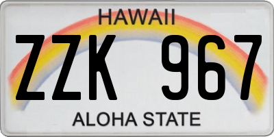 HI license plate ZZK967