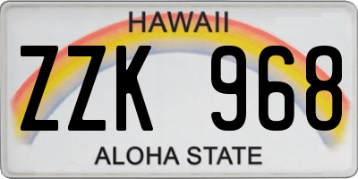 HI license plate ZZK968