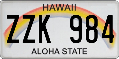 HI license plate ZZK984