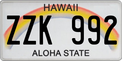 HI license plate ZZK992