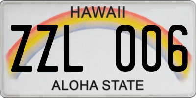 HI license plate ZZL006