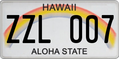 HI license plate ZZL007