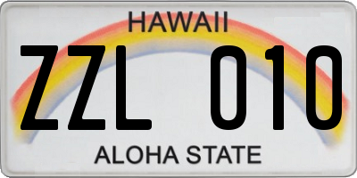 HI license plate ZZL010